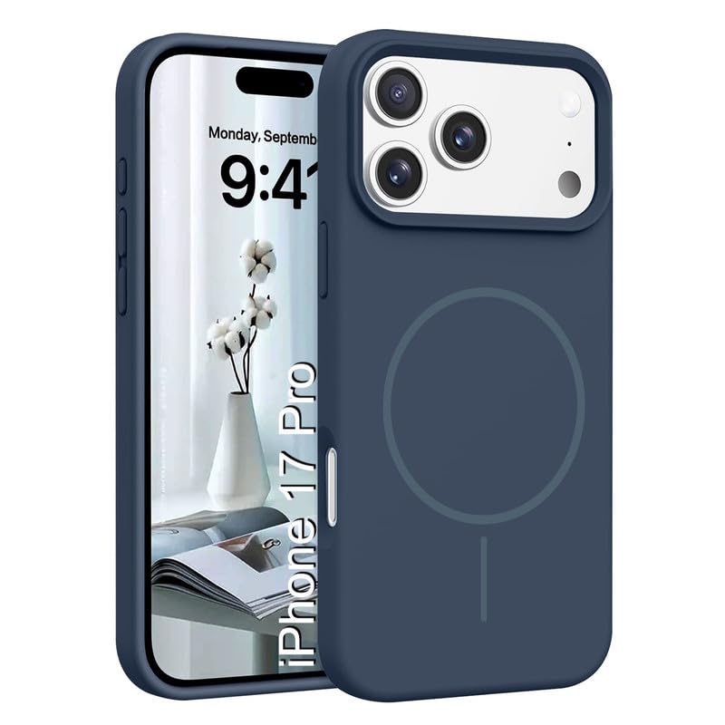 Image of LuxuryKase Silicone Magnetic Case for iPhone 17 Pro | Soft Microfiber Lining | MagSafe Support | Shockproof Protective Cover | Precise Cutouts | Slim Fit Design - Blue
