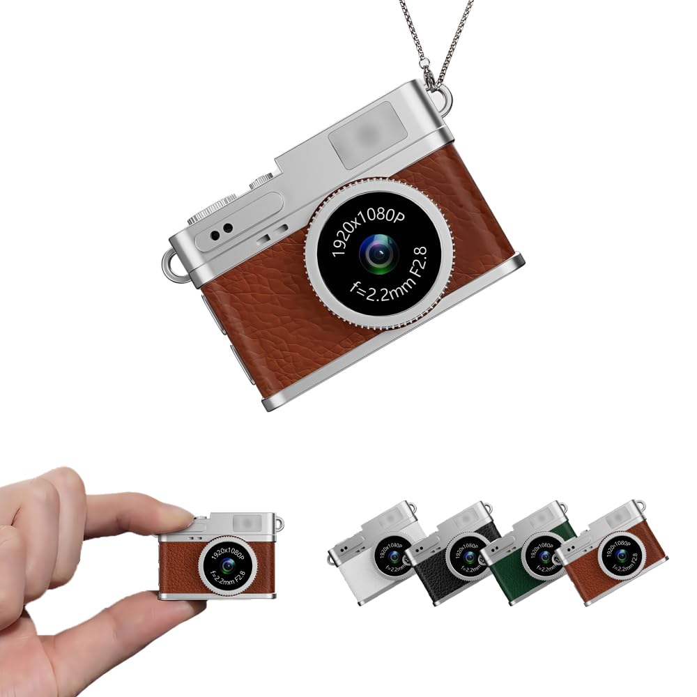 Retro Mini Digital Video Keychain Camera Small bodycam 1080P HD Video Go Cam 0.96" IPS Screen 4 Colors Type-C Pro17g 8GB Pocket Video Recorder for Travel Recording Gifts for Girls Stocking Stuffers