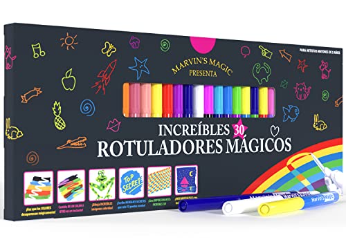 Marvin's Magic - Set de 30 Bolígrafos Mágicos Asombrosos - Cambio de Color, Letras 3D, Mensajes Secretos - Suministros Creativos de Arte - Ideal para Niños - ¡Excelente Regalo!