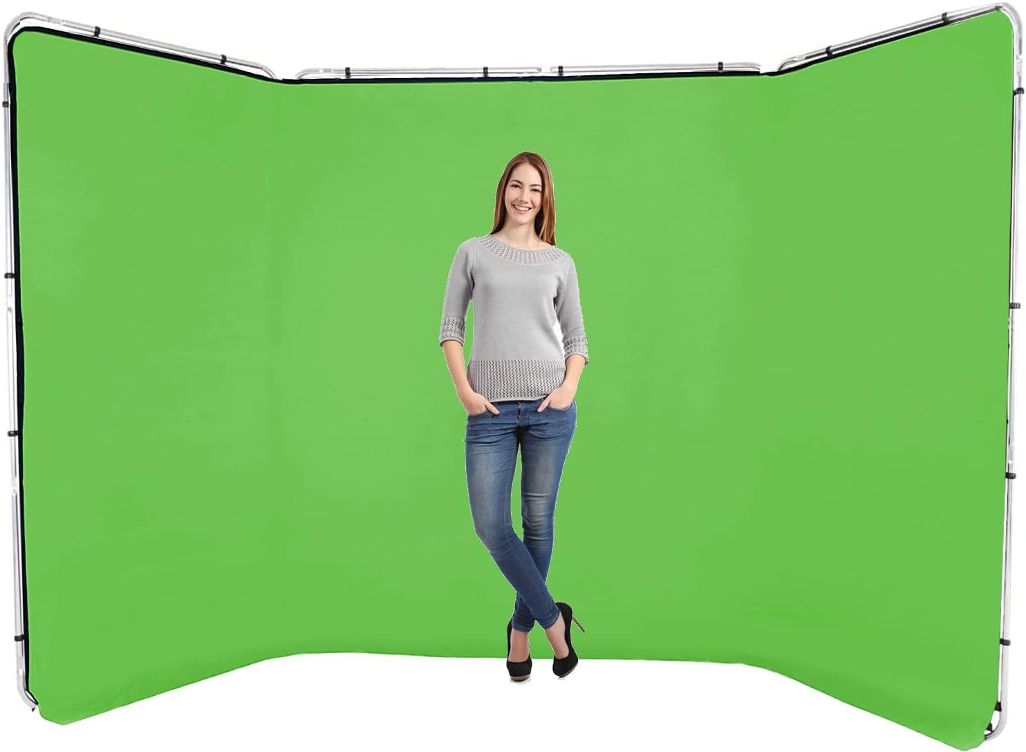 LENCARTA Panorama Greenscreen Chromakey Background 2.4 x 4 m | Carry Bag Included | Perfect for Photo Video Streaming Youtube Tik Tok