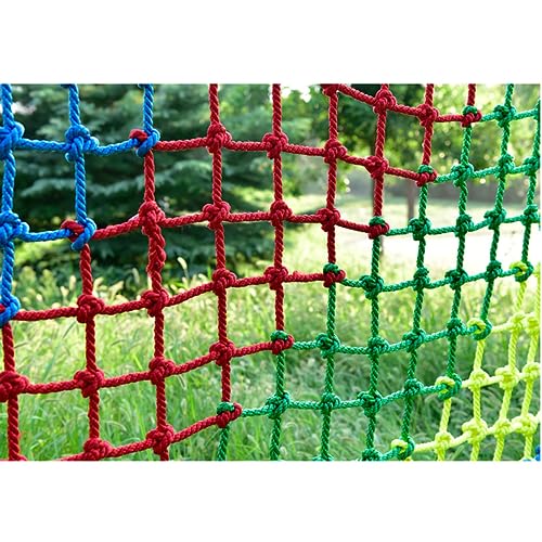 BDHXWCN Colorful Climbing Cargo Net Rock Climbing Net Climb Netting Playground Kids Rope Mesh Outdoor Swingset Cargo Heavy Duty Wall Safety Nets Climbing Net for Swing Set