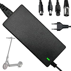 Lotvic Oplader voor elektrische step, universele oplader 42 V, 2 A, voor hoverboard, elektrische scooter, driftboard, Xiaomi M365/Pro 2, universele oplader met 3 aansluitingen (EU)