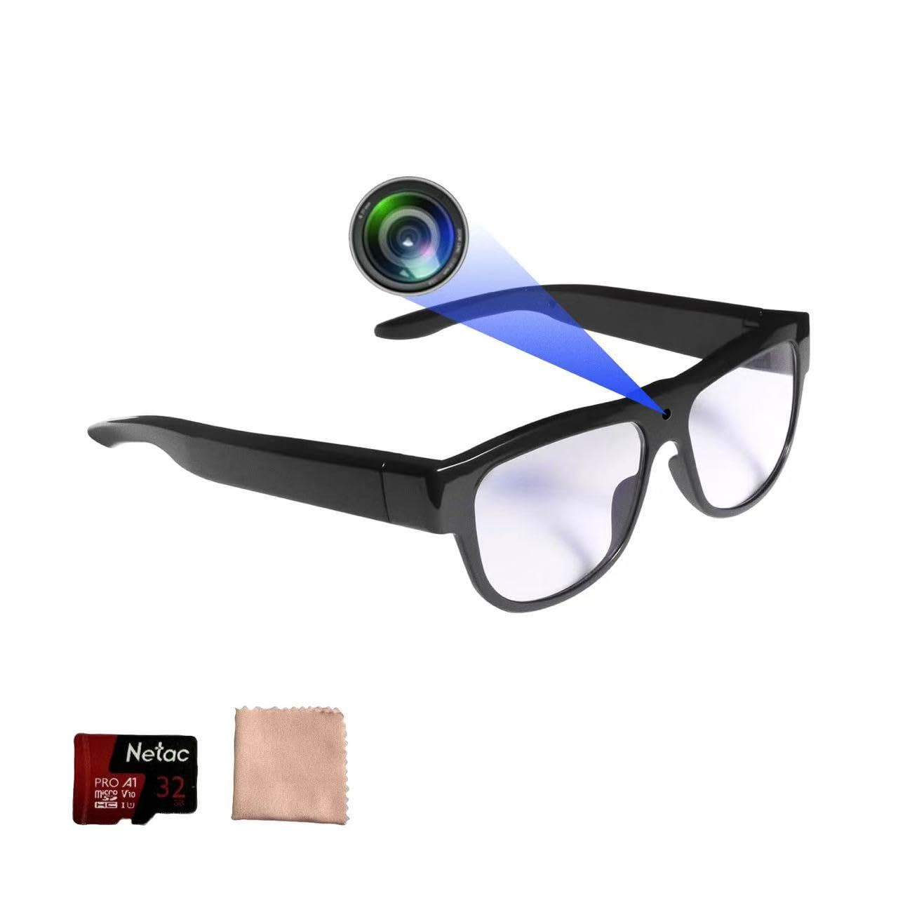 Camera Wearable Video Recording Glasses 1080p - Outdoor Sports Camera Glasses with 32GB Memory Card