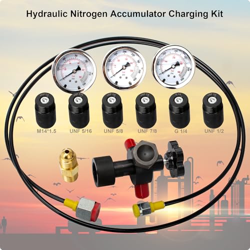 Image of Hydraulic Nitrogen Accumulator Charging Kit, Nitrogen Shock Fill Pressure Test Set