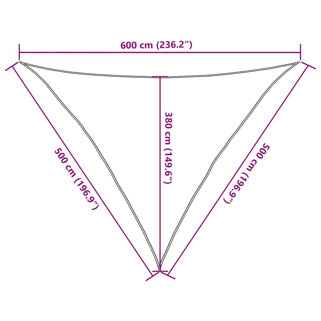 vidaXL Vela Parasole 160 g/m² Triangolare Sabbia 5x5x6 m in HDPE