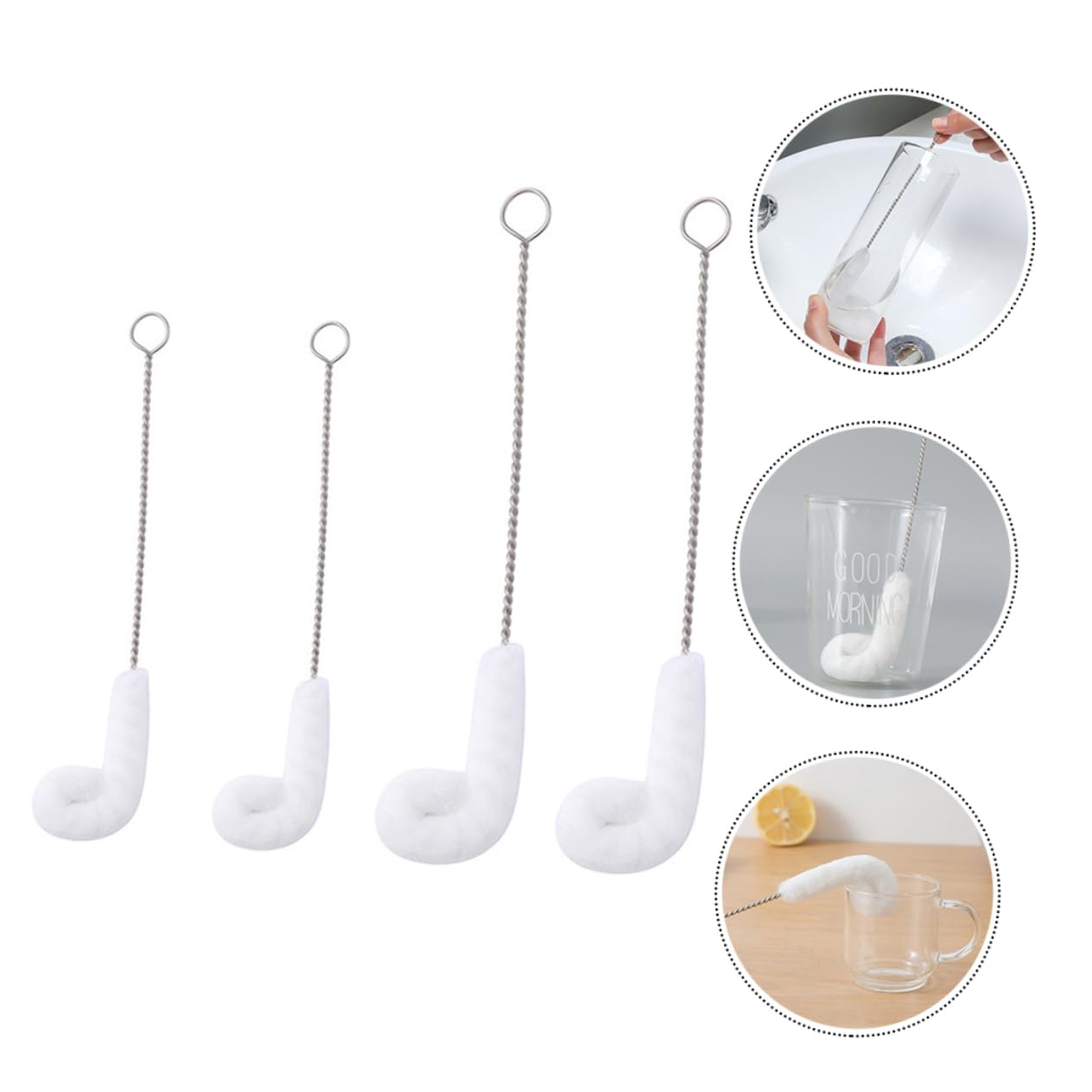 3 Series Cepillo para Botellas Flexible Cepillos De Limpieza Multiusos para Biberones Y Copas con Cerdas Suaves Accesorio Práctico para Hogar Y Cocina 4 Piezas X 3