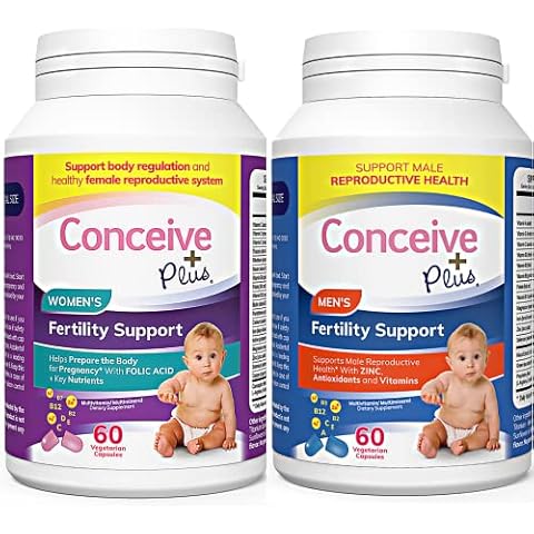 CONCEIVE PLUS Fertility Supplements for Women & Men | 30-Day Supply Fertility Support Bundle | Premium Fertility Vitamins for Male and Female Conception | 2 x 60 Soft Capsules Cover
