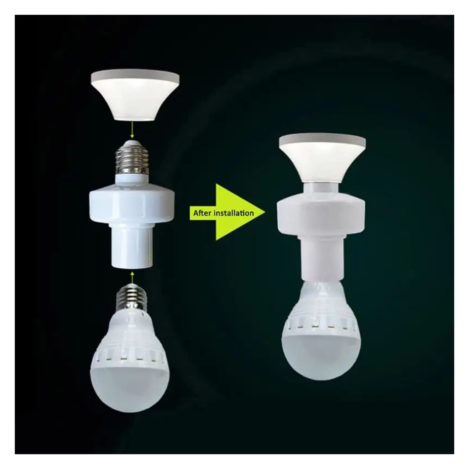 tianwandong Inteligentny adapter do żarówek E27 Podstawa oprawki LED AC85-250V Sterowanie głosowe w aplikacji Smart Life(2PCS)