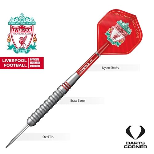 FOCO Officially Licensed Liverpool Football Club Steel Tip Brass Darts Set The Reds FC, 22g (D1415)