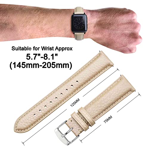 Image of ANNEFIT Watch Band 18mm, Quick Release Textured Padded Leather Straps with Silver Buckle for Men and Women (Gold)