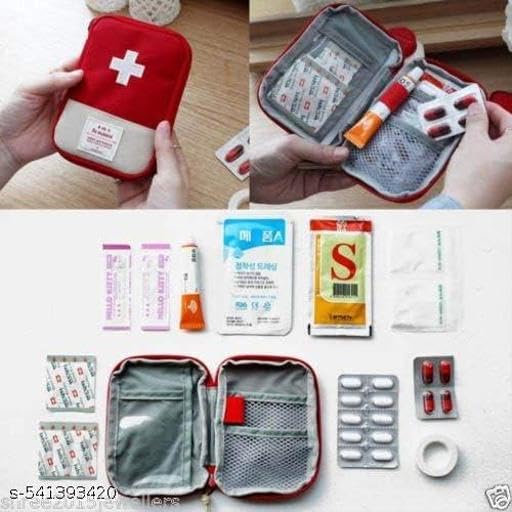 KENYS Travel Mini First Aid Kit Bag, Portable Medicine Storage Bag Drug Packing Bag for Outdoor (Travel Pouch Medicine Storage Bag,Pack of 1 pcs red Colour) 1