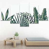 SIGNWIN 5 Panel Canvas Wall Art Modern Art Decorative Elements Fun Illustrations Leaves Multicolor Patterns for Home Decorations Ready to Hang - 60