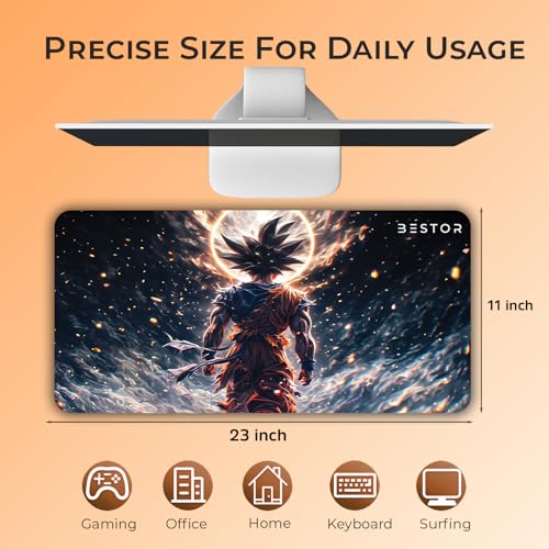 Image of BESTOR Mousepad with Precise Cut Edges, Waterproof Surface & Non-Slip Rubber Base Stitched Edges Gaming Mouse Mat for Laptop (60cmx34cm)