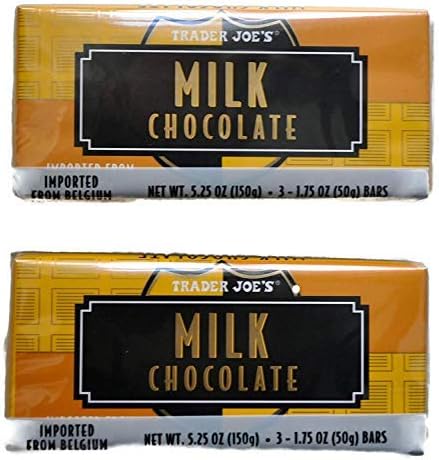 Trader Joe's Belgian Milk Chocolate Bars, 1.75 oz (2 Packs of 3)-SET OF 3