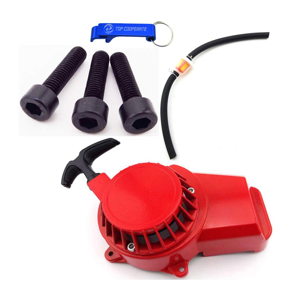 TC-Motor Red Aluminum Pull Start Recoil Starter Screws Bolts Fuel Hose Filter For 47cc 49cc Engine 2 Stroke Kids Mini Moto ATV Dirt Pocket Bike