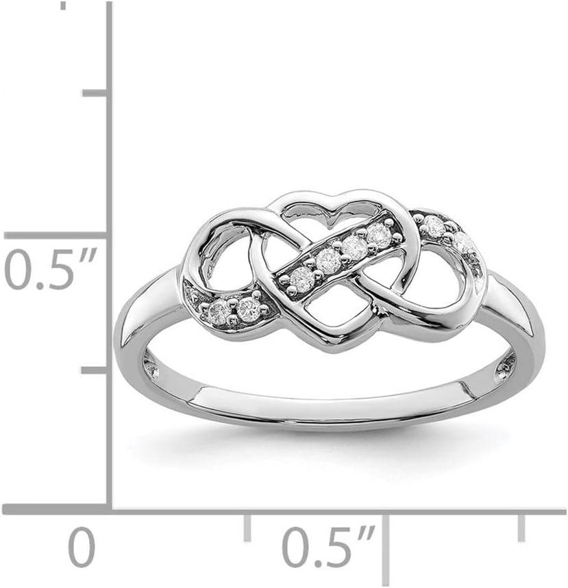 Diamond2Deal 925 Sterling Silver Diamond Heart Ring (0.05 ct)