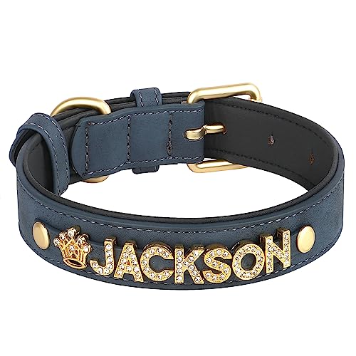 PET ARTIST personalisiert Leder Kristall Hundehalsband mit Bling Name Buchstaben, benutzerdefinierte Funkelnde Strass Hundehalsband für kleine mittlere große