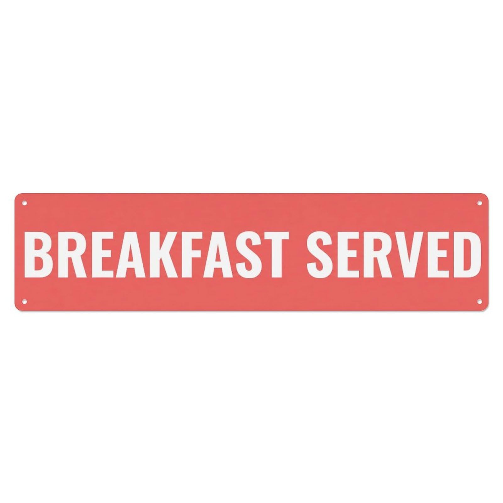 Metal Tin Sign Breakfast Served Morning Menu