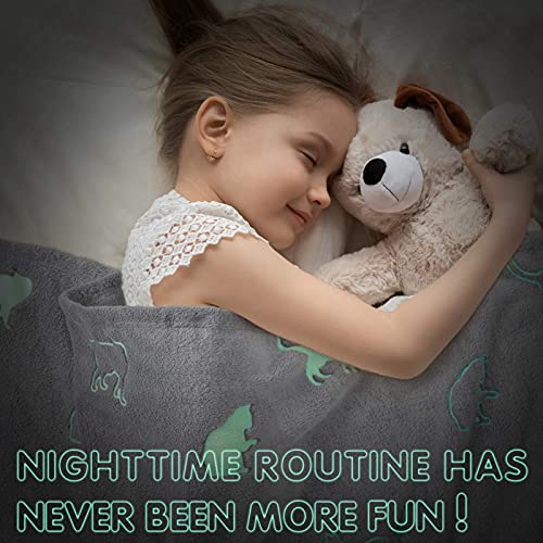 Jinchan Glow In The Dark Throw Blanket Cat Pattern 50"X60" Soft Fleece Blanket For Couch Bed Decor Birthday Halloween Kids Boys Girls Grey #TOP5