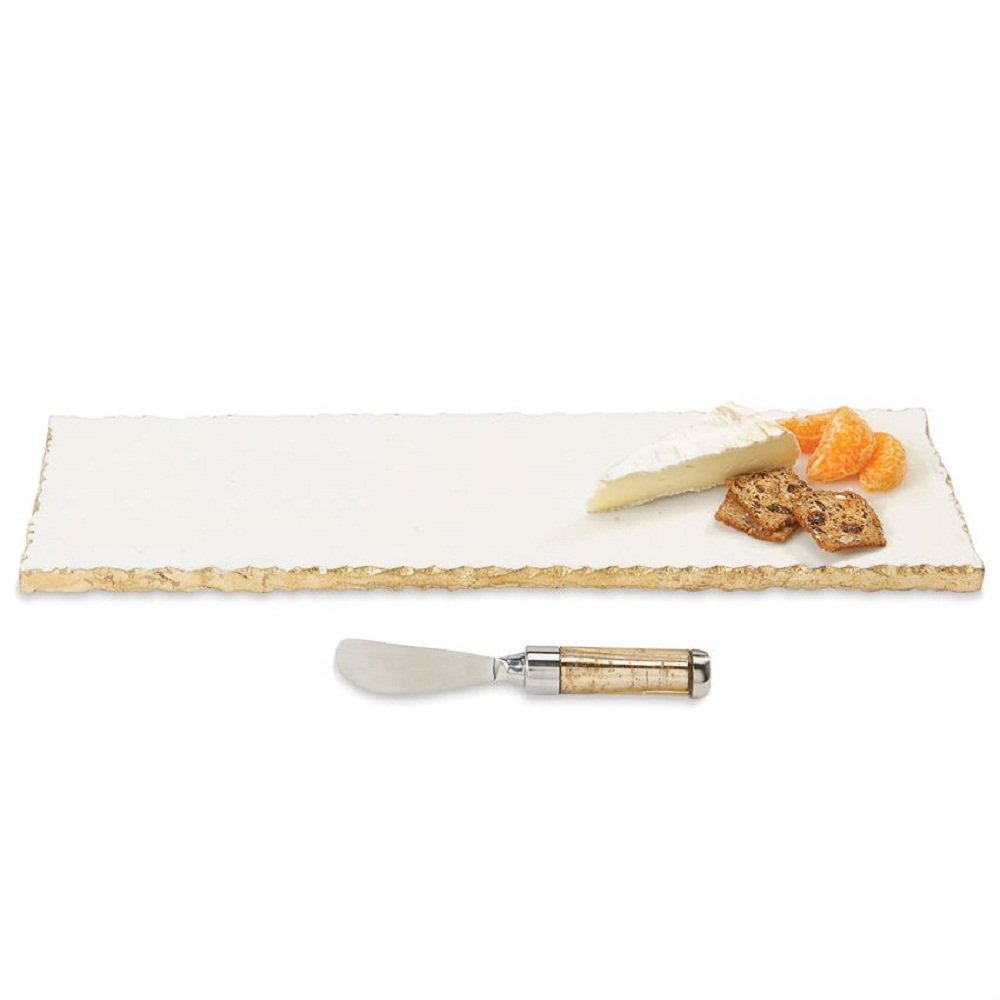 Marble and Gold Edge Hostess Set Serving Platter, One Size, White