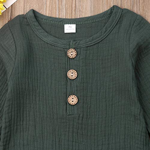 image for Biayxms Newborn Baby Girl Boy Romper Onesie Organic Cotton Long Sleeve