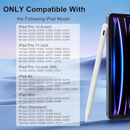 Stylus Pen for iPad Pencil 10th Generation(2018-2025), Fast Charging Apple Pencil with Palm Rejection Tilt Sensitivity, Compatible with iPad 6/7/8/9/10", Pro 11"/12.9"/ M4, Air 3/4/5/M2/M3, Mini 5/6 image 8