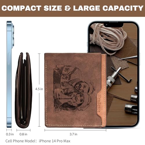 Personalized Custom Photo Wallets for Men Customized Engraved Initial Name/Photo Wallet Gifts for Husband Boyfriend Dad Son Birthday Anniversary Christmas Gifts (Style 2)3