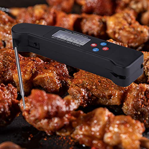 Nishore Termômetro digital de alimentos com função de transmissão de voz Retroiluminação Sonda dobrá