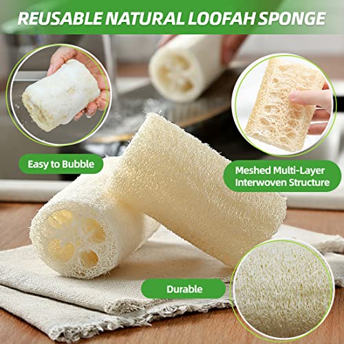 6Pcs Luffa Schwamm,Dusche Luffa Gurke Schwamm Natur Luffa Badeschwamm Duschschwamm Spülschwämme, Natural Loofah Schwamm Peeling Körper Luffa-Schwamm Klein Luffaschwamm Rückenschrubber für Dusche&Küche