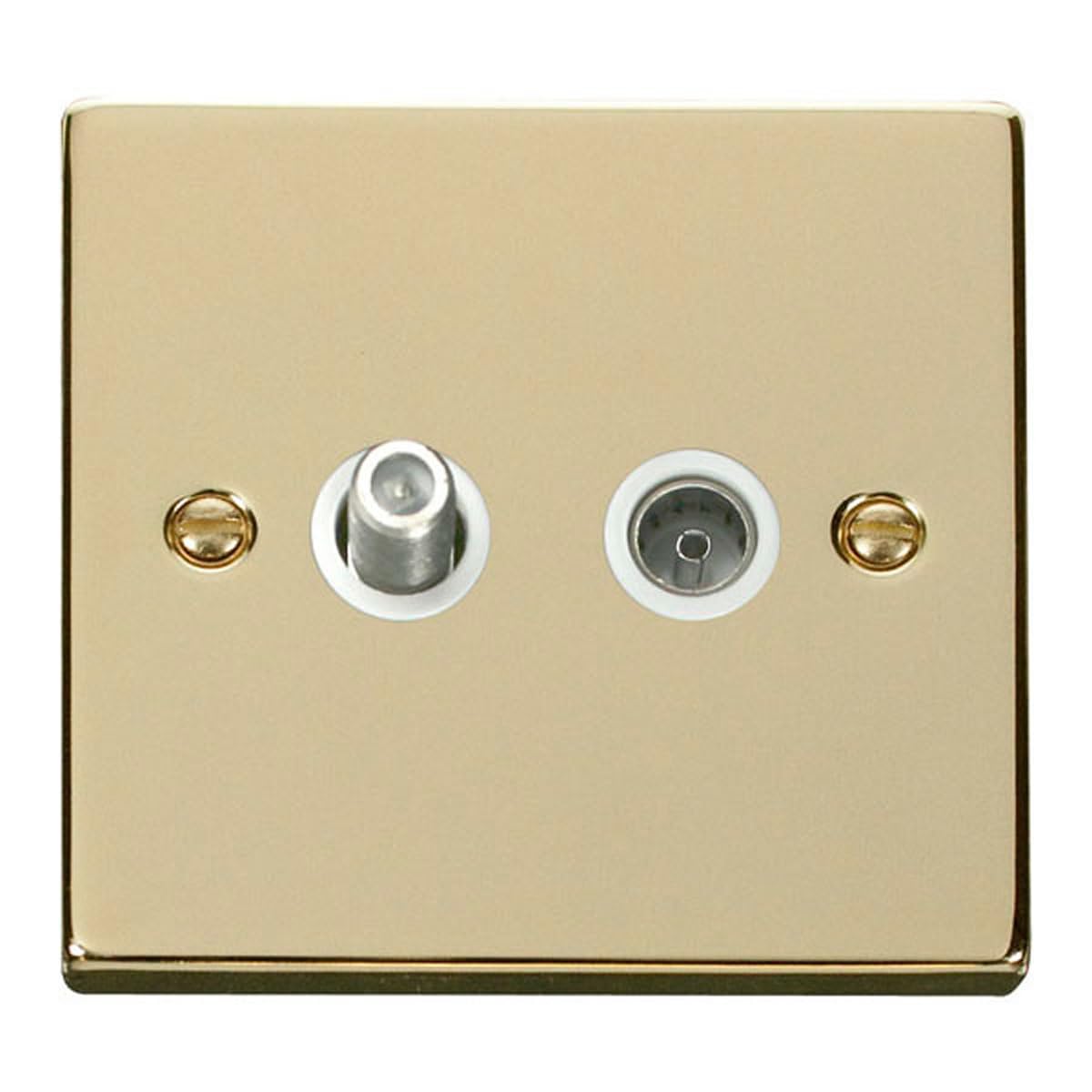 Click Polished Brass Satellite & Coaxial Socket 1 Gang