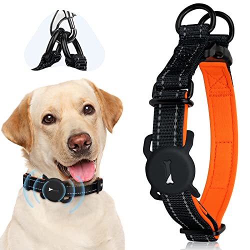 Dasbulk Air-tag Collier pour Chien, Colliers pour Chien en Nylon avec Rembourrage en néoprène, Réfléchissant et Réglable pour Petits et Moyens Chiens (30-40cm/ 2.2cm, Air-tag n'est Pas Inclus)