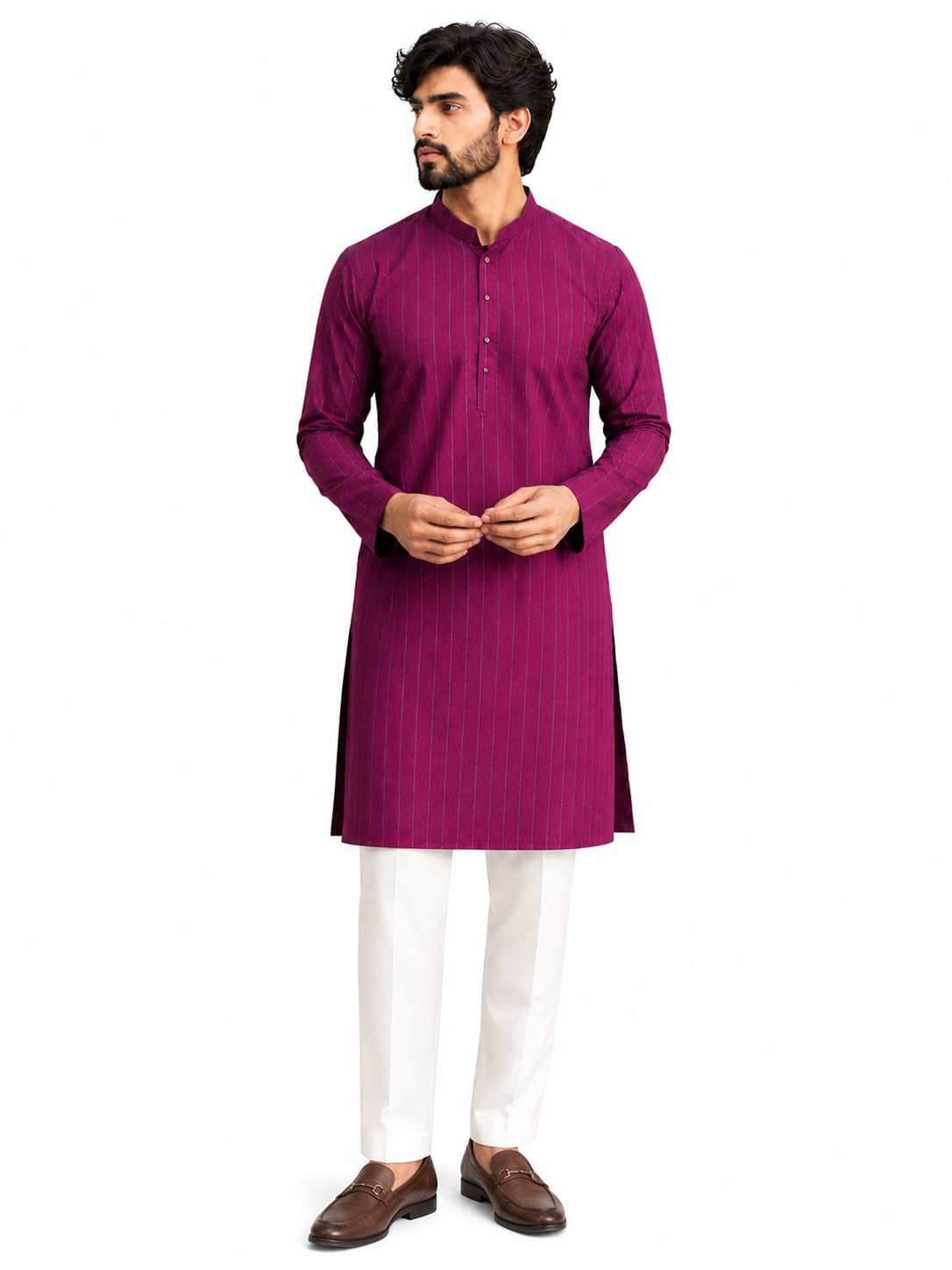 amazon brand - tavasya Men's Rayon Blend Striped Regular Fashion Vest (HNMK190_L_Purple-picture-35