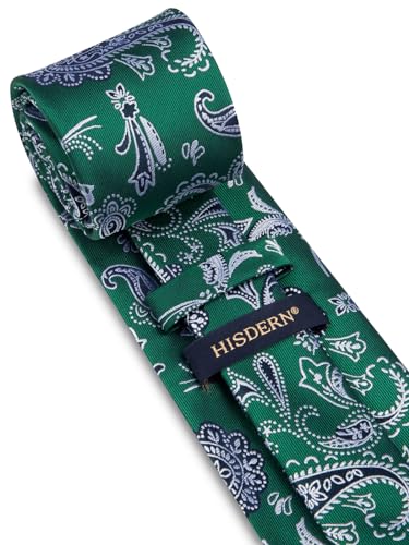 Image of HISDERN Ties for Men Paisley Floral Tie Handkerchief Classic Woven Business Formal Necktie and Pocket Square Set Wedding