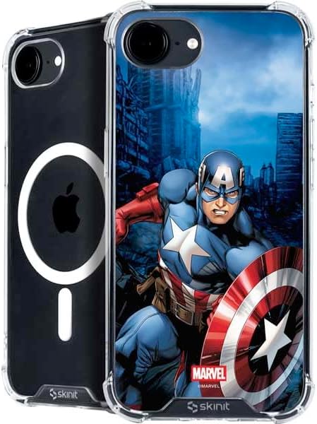 Skinit Phone Case Compatible with MagSafe iPhone 16e - Officially Licensed Marvel Captain America Shield Break Design