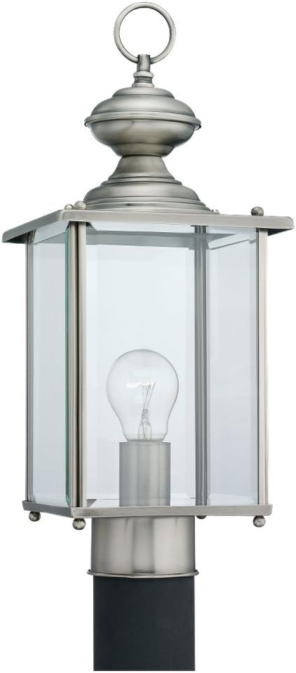 Generation Lighting 8257-965 Jamestowne Outdoor Post Lantern Outside Fixture, One - Light, Antique Brushed Nickel, 1-Light, cETL Listed, Safety Rated for Wet Locations