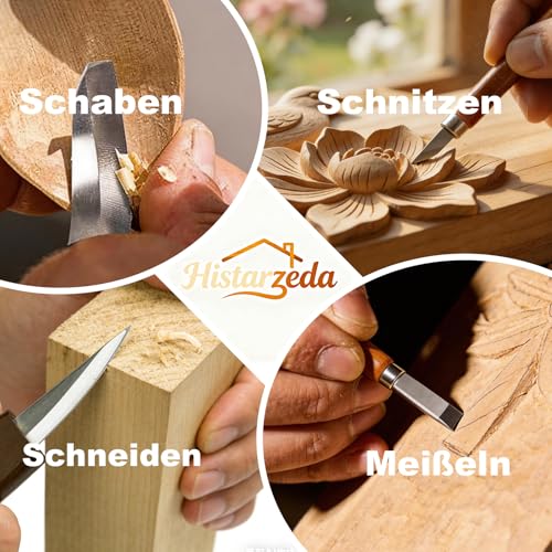 Histarzeda 26-teiliges Holz Schnitzwerkzeug, Schnitzmesser für Kinder & Erwachsene mit Gebrauchsanweisung und Aufklebern mit Tiermotiven, Schnitzset für Anfänger, Lustige Geschenke