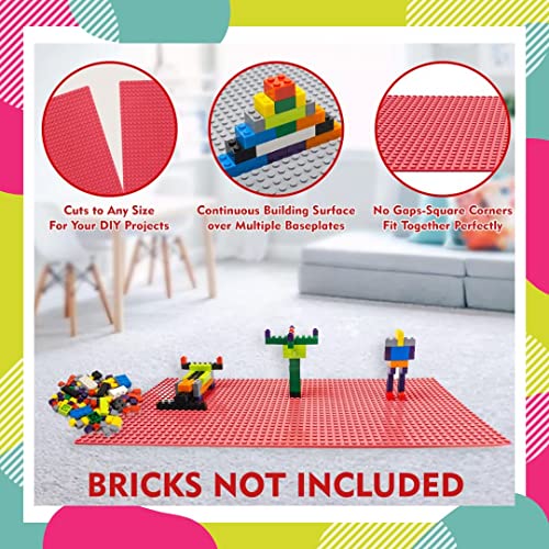 Image of Make-Believe Classic Baseplate for Building Bricks 56x28 dots - Compatible with Classic Bricks only (Large Green - Pack of 2)