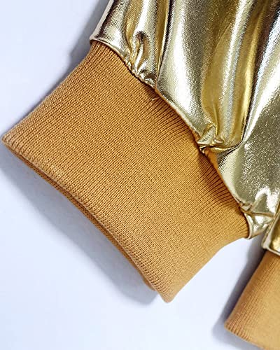 babyhealthy Men's Gold Varsity Jacket Metallic Jacket 70's Disco Bomber Jackets Christmas Party4