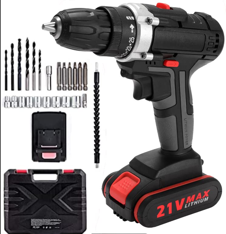 21V Multifunctional Electric Impact Cordless Drill High-power Lithium Battery Wireless Rechargeable Hand Drills Home DIY Electric Power Tools