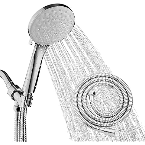 sagetta Handheld Shower Head with Hose Detachable Shower Sprayer Pressure Boosting Shower Head with Six Mode White Cover