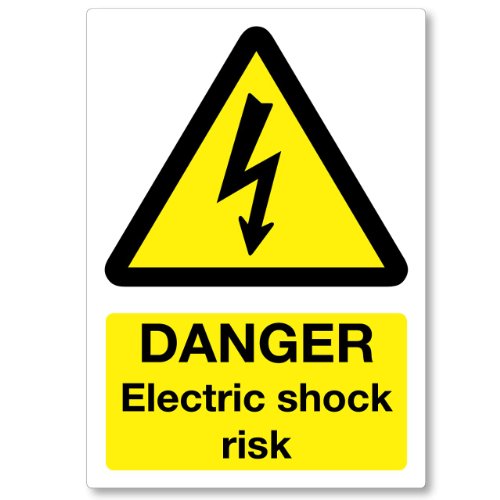Danger Electric Shock Risk Health & Safety Sticker - Electrical Warning 13.5cm x 9.5cm