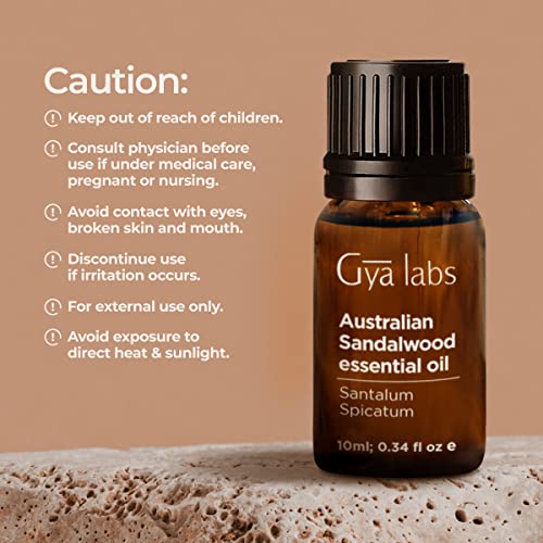 Gya Labs Australian Sandalwood Essential Oil For Diffuser - 100% Pure & Natural Australian Sandalwood Oil Therapeutic Grade For Skin & Aromatherapy Use - Warm, Woodsy Scent (0.34 Fl Oz) #TOP7