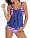 Women's Two-Piece Swimsuits Sexy Swimwear Tankini Set Beachwear Condole Belt Bathing Suit, Blue, Medium