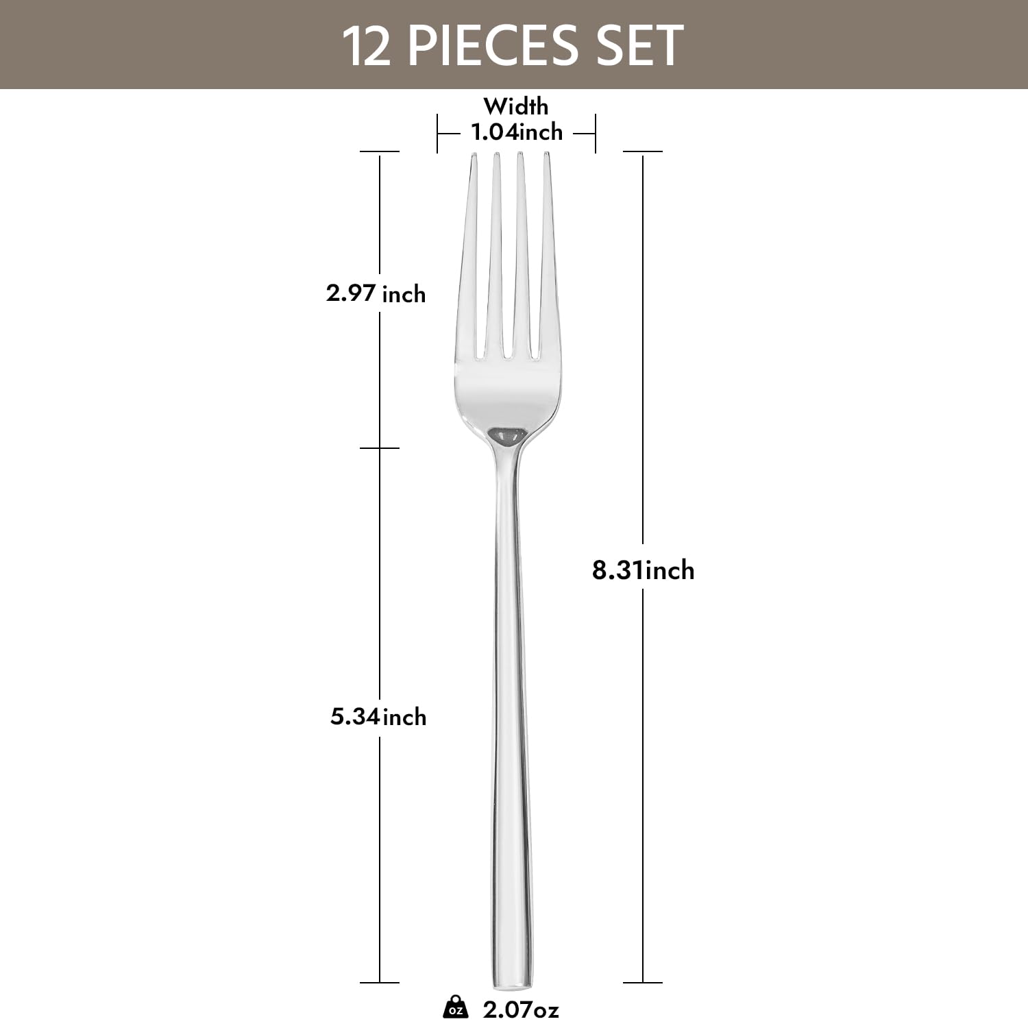 KINGSTONE 12 Piece Dinner Forks Set, Stainless Steel Forks — Amazon image 2