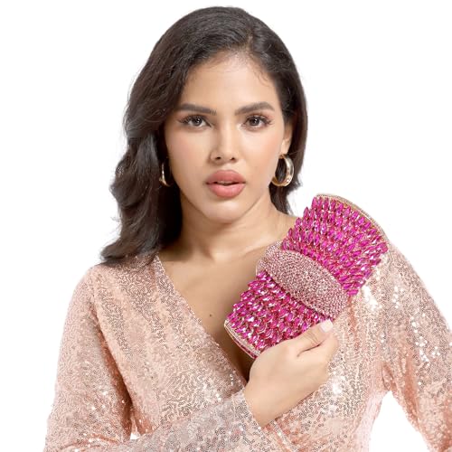 Image of Boutique De FGG Mini Sparkly Crystal Clutch Purse for Women,Evening Bags with Spikes,Wedding Party Rhinestone Clutch Handbag