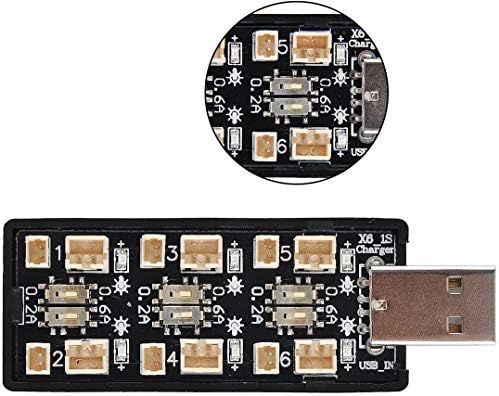 1S LiPo Battery USB Charger 3.7V/4.20V 6 Channel 1S LiPo Charger Tiny Whoop Blade Inductrix Micro JST 1.25 JST-PH 2.0 mCX mCPX Connectors