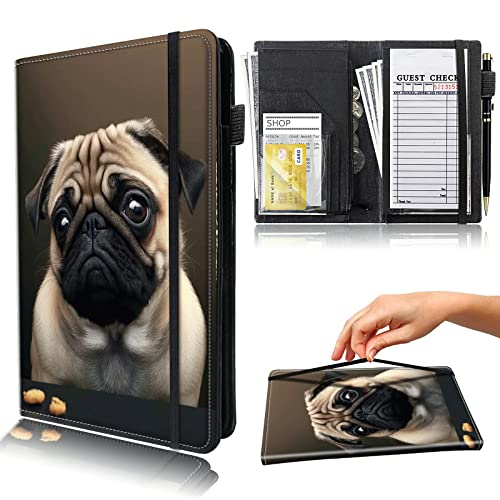 Livre de service avec poche zippée Rossy étanche en cuir synthétique pour serveuse et serveur