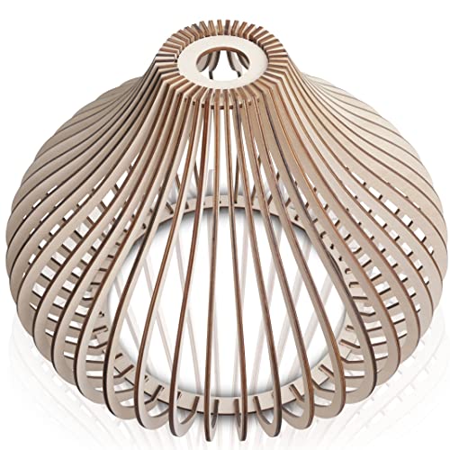 Bellaniks Wood Pendant Light - Easy-To-Assemble Ceiling Chandelier - Modern Boho Hanging Lamp Lighting Fixture For Dining, Kitchen, Bedroom, Living Room - Adjustable Nylon Cord, Uses Standard Bulb #TOP7