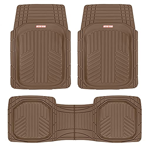 Image of Motor Trend FlexToughXL DeepDish Floor Mats for Cars, Full Set All-Weather Rubber Automotive Floor Mats Waterproof Heavy Duty Car Mats Flexible Floor Liners for Car Truck Van SUV Car Floor Mat (Brown)