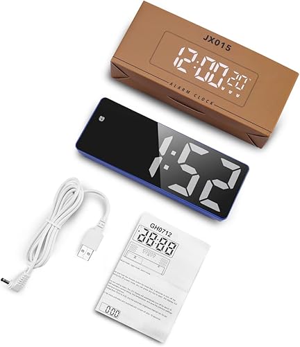 Miniatura 8 de Reloj despertador digital, reloj LED para dormitorio, reloj electrónico de escritorio con pantalla de temperatura, brillo ajustable, control de voz,